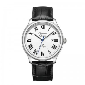 Alexandre Christie AC 1042 Silver White Leather Man MDLSSSL